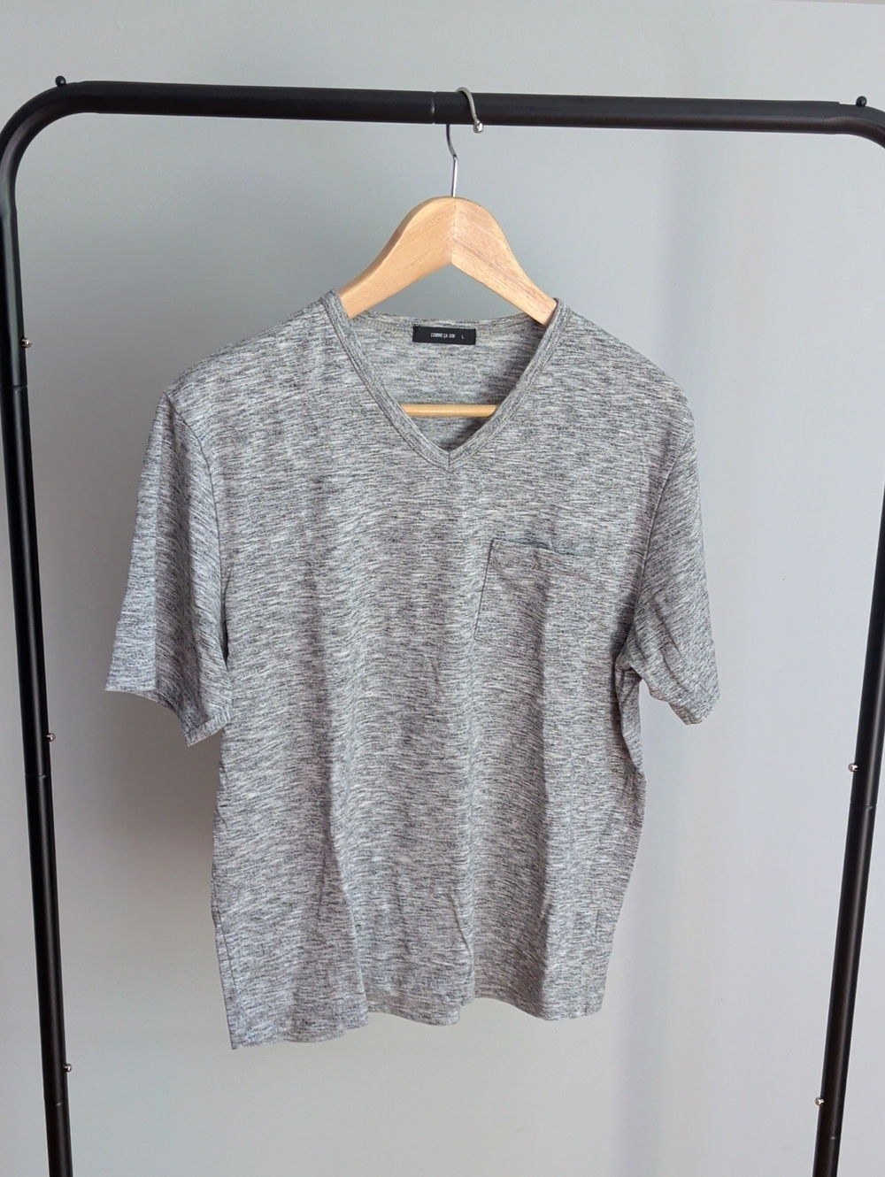 Comme des Garcons Gray Heather V-Neck Short Sleeve Pocket Tee